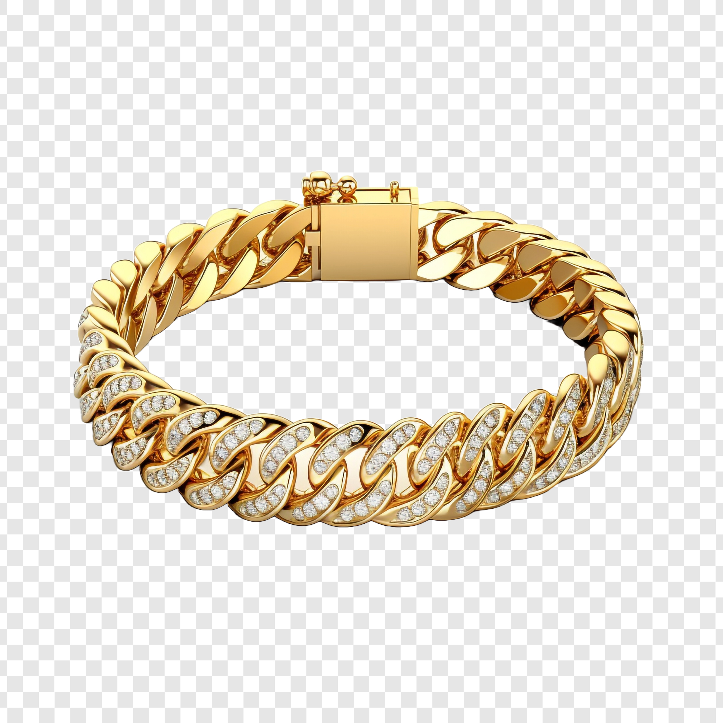Beautiful designed gold bracelet isolated on transparent background